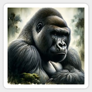 Gentle Guardian: Soulful Gorilla Watercolor Sticker